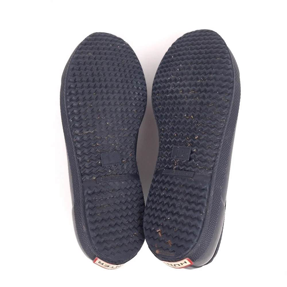 Hunter kids Plimsoll slip on rain shoes waterproof rubber outdoor navy blue